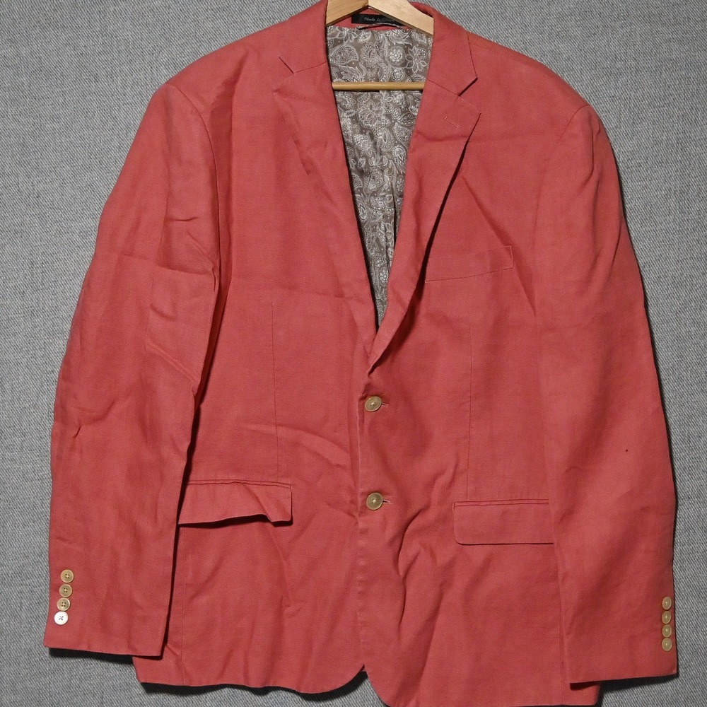 Lauren Ralph Lauren Blazer Mens 100% Linen Two Button Coral 44R